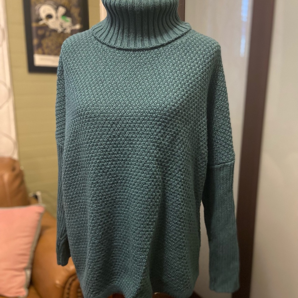 Women's Teal Turtleneck Sweater